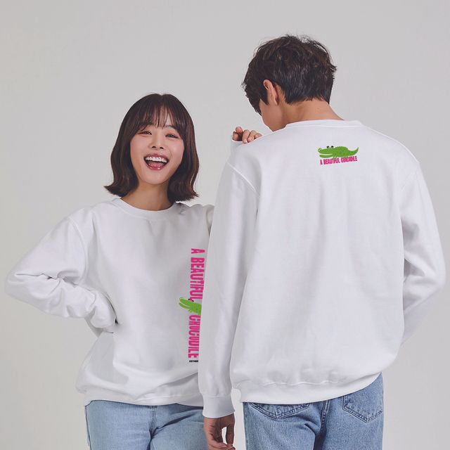 키밍 Crocodlie 악어 속눈썹 디테일 캐주얼 후드 맨투맨
