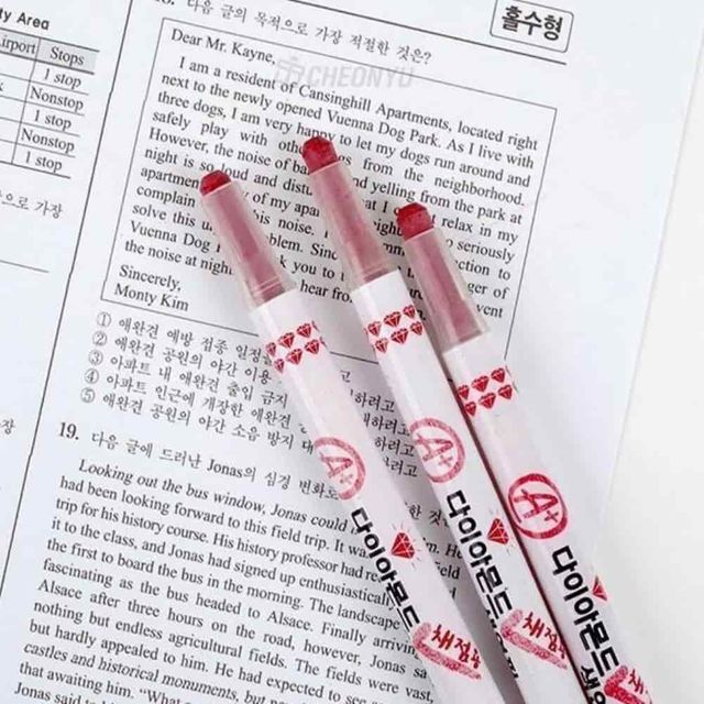 채점용 색연필 빨간색 3개 학습교구 필기구 미술용품 진한색연필