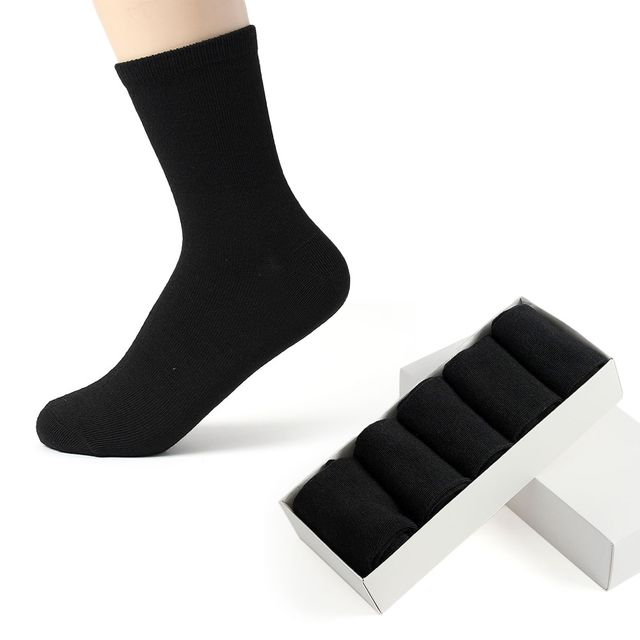무지양말 양말 중목 블랙 여성용 5켤레 베이직