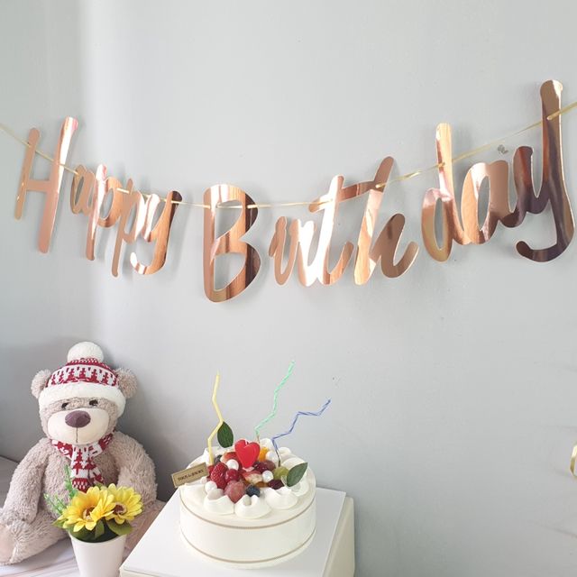 P1 알파벳 필기체 생일축하 홈파티 가랜드 로즈골드