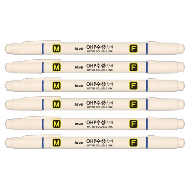 자바펜 OHP 수성 마카 MF 낱개 6자루 미술 마커 물펜 드로잉 유리 비닐