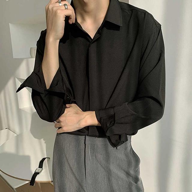 남자 모임 룩 소개팅 미팅 코디 검정 카라 셔츠 남방