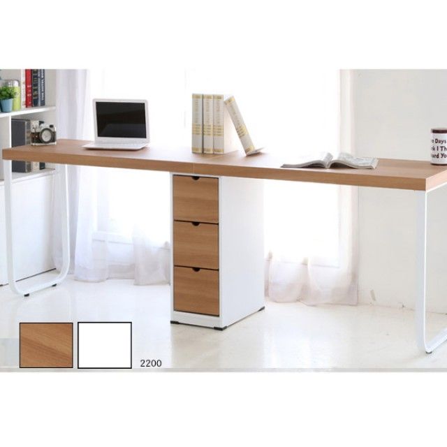 GD 0108-09 일자책상2200 서랍형 2인 컴퓨터 학생책상