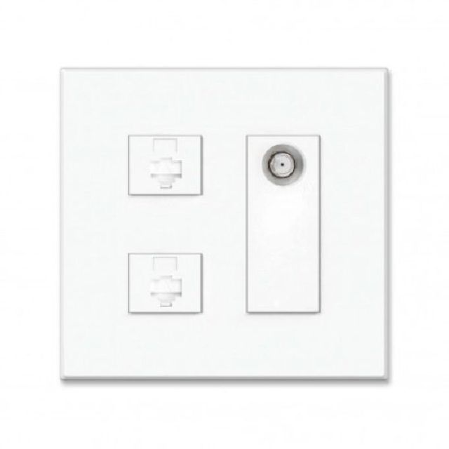 2개용 화이트 2구+CATV RJ45 인터넷 8P TI1 1방 등교