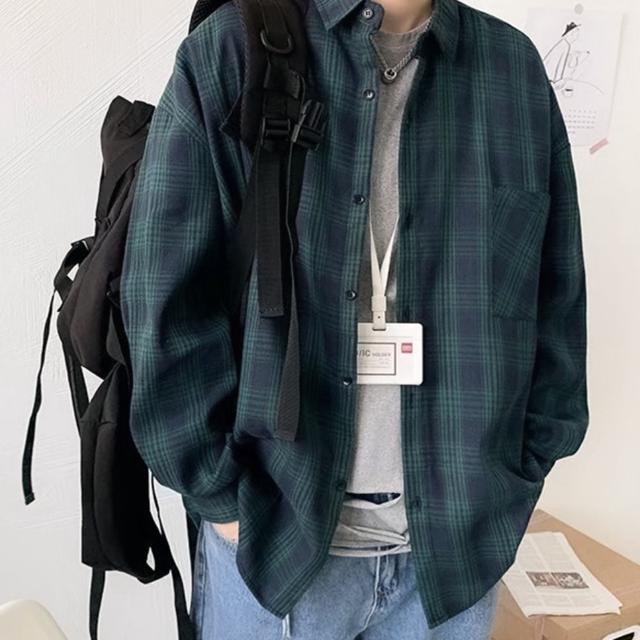 남여 2컬러 봄 가을 오버핏 캐주얼 체크셔츠 체크남방