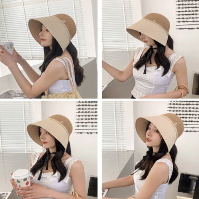 여름 라탄 버킷햇 패션 여성용 벙거지모자 휴가
