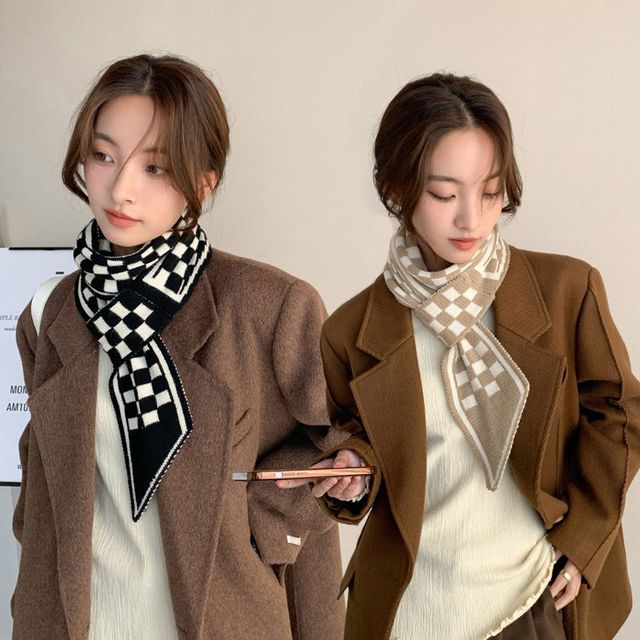 여성 봄 가을 겨울 니트 클래식 크로스 머플러