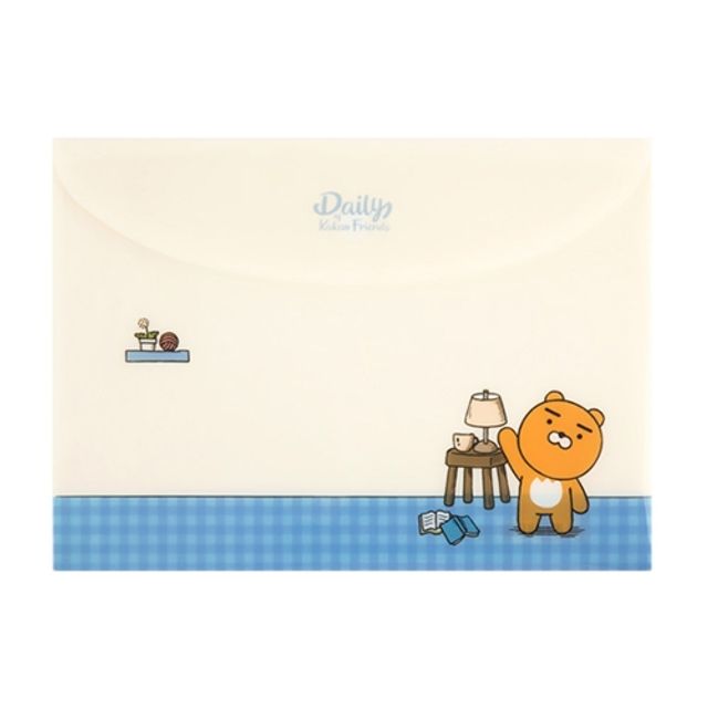 혜명몰 카카오프렌즈 데일리 가로형 봉투 파일 라이언 - 개 (1개입) 투명스티커소량제작 A3파일철 스티커당