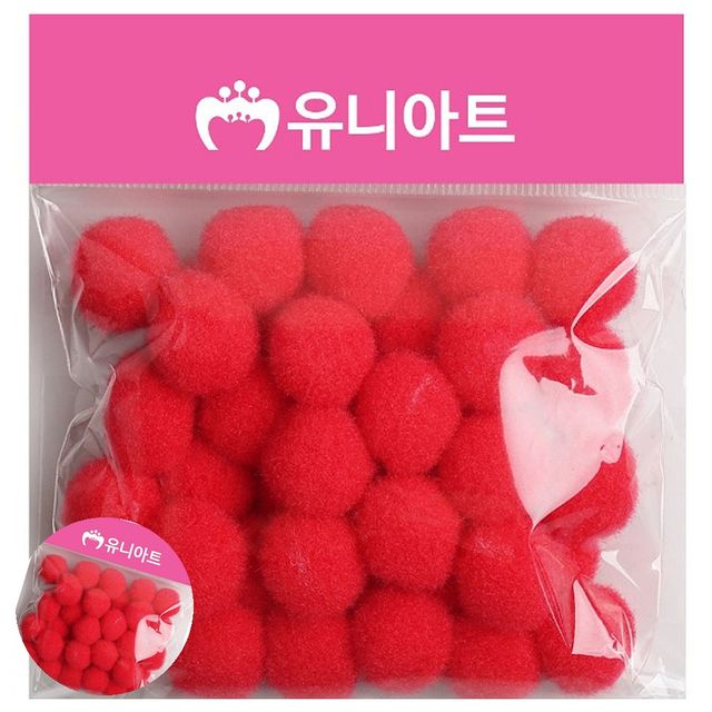 만들기재료 솜방울폼폼이털방울 퐁퐁 20mm 빨강