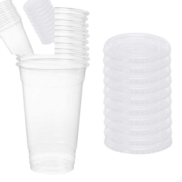 롯데 PET테이크아웃컵세트 720ml 10세트 음료보관컵 페트소재뚜껑포함 대형용량 카페용