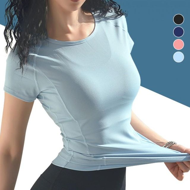 여자 필라테스 요가복 반팔 티셔츠 티셔츠 반팔 커버업 여자운동복 요가 상의 운동셔츠 여성