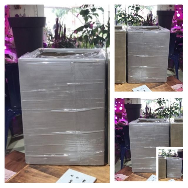 수지 마블정사각 실버 23x23x32cm 화분 야외화분 베란다화분 정원화분 난간화분