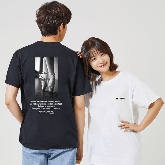 키밍 발레 슈즈 소녀 기본티 오버핏 반팔 티셔츠