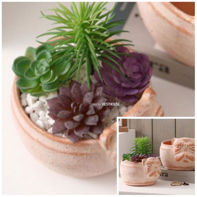 분재형 동물 토분 화분 강아지 16x10cm 스노우화이트 소품화분 엔틱화분 원형화분 강아지토분