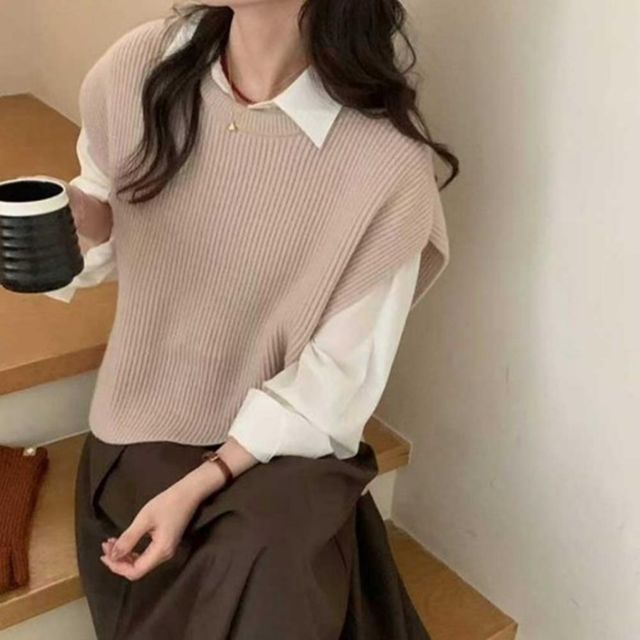 여성 코디 캐쥬얼 박시핏 오버핏 빅사이즈 조끼코디