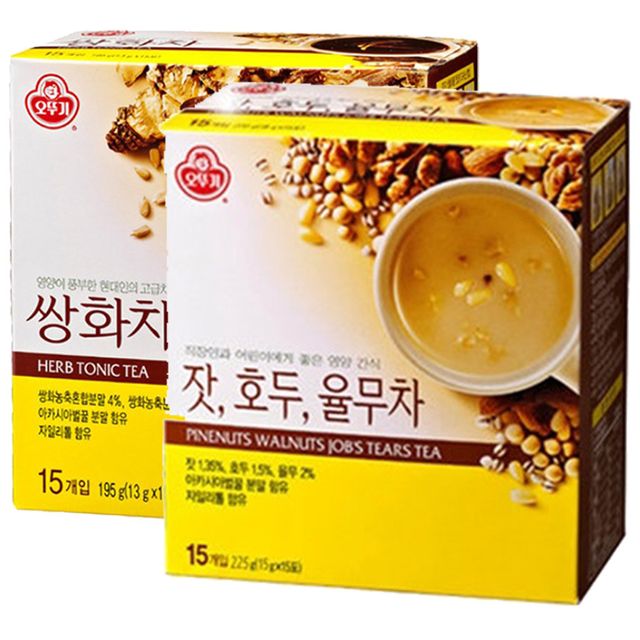 오뚜기 쌍화차 15T + 잣호두율무차 15T 세트, 기력 회복과 영양 보충을 위한 건강 차 세트