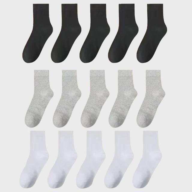 남자 공용 검정 흰 무지 단목 정장 학생 중목 양말