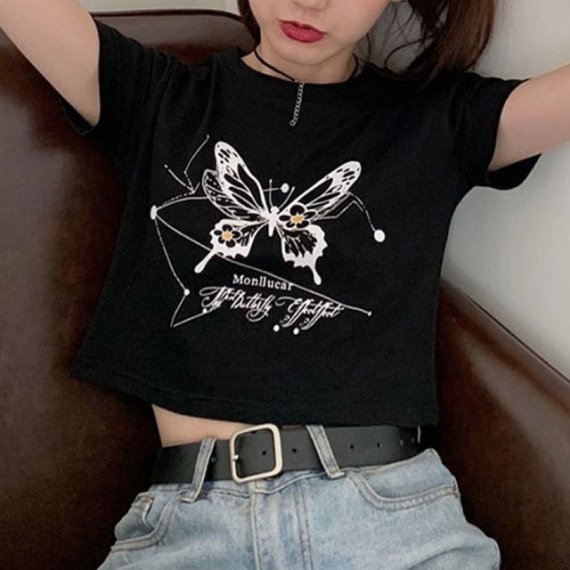 여성 크롭티 반팔티 셔츠 여름 여행 옷