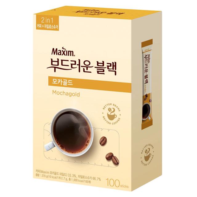 맥심 부드러운블랙 모카골드 100T 스틱 블랙커피 믹스