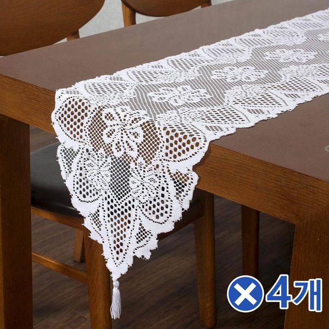 TBZ 화사한 화이트 레이스 테이블러너 33x183cmx4개