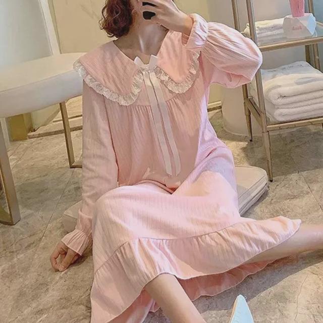 카라 레이스 원피스 잠옷 파자마 홈웨어 롱기장