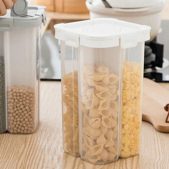 살림필수 4칸 분리형 잡곡통 2.3L 곡물통 씨리얼통 밀