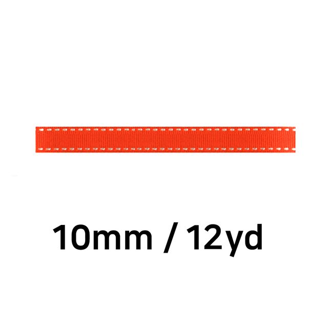 공방재료 리본, 골직 스티치롤 폭10mm 오렌지색