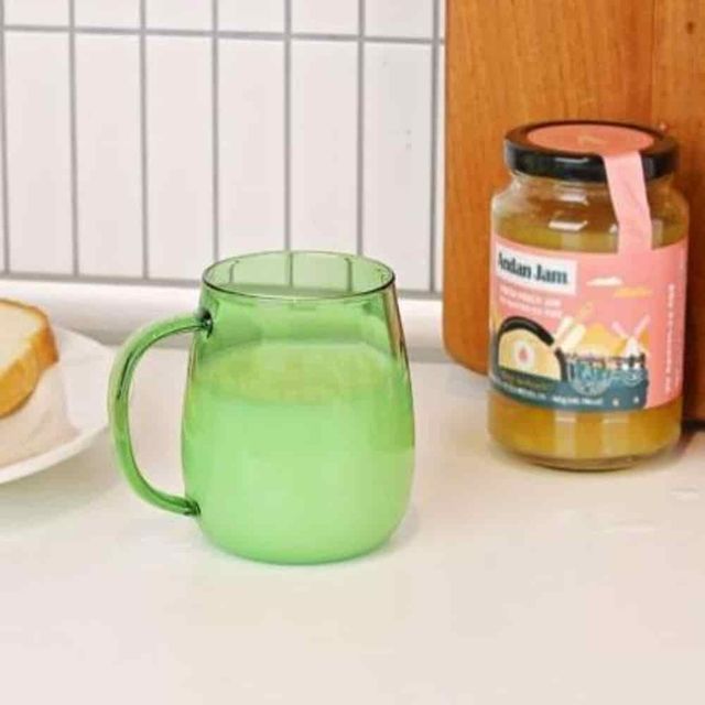 내열머그컵 400ml 그린 카페유리컵 손잡이내열유리컵 고급머그컵 머그잔
