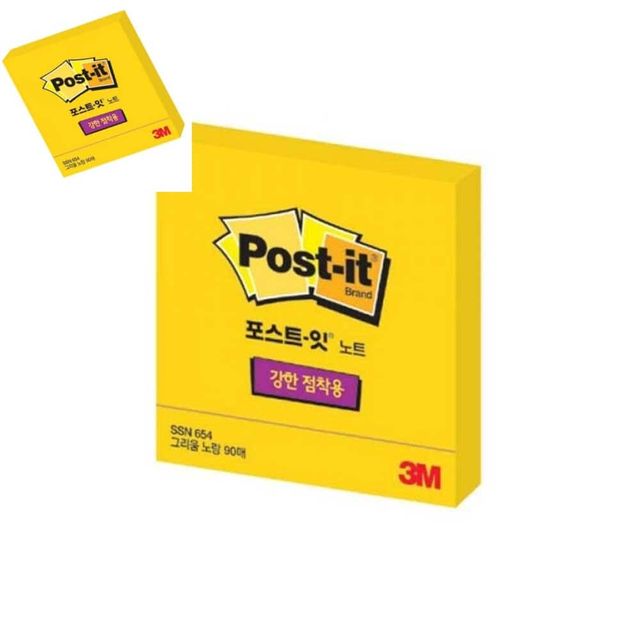 3M 형광노트 그리움노랑 포스트잇 붙임쪽지 점착메모지 사무실메모지 스티커메모지