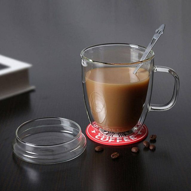 뚜껑 유리컵 430ml 식당물컵 예쁜컵 주스잔 음료수컵 돌답례품머그컵