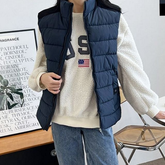 하이넥 여성 패딩 조끼 볼륨 여자 패딩 조끼 베스트 덕다운