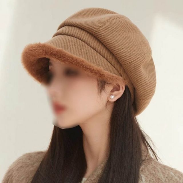 여성 겨울 퍼 엣지 방한모자 따뜻한 귀달이 털모자 데일리 베레모 캡모자
