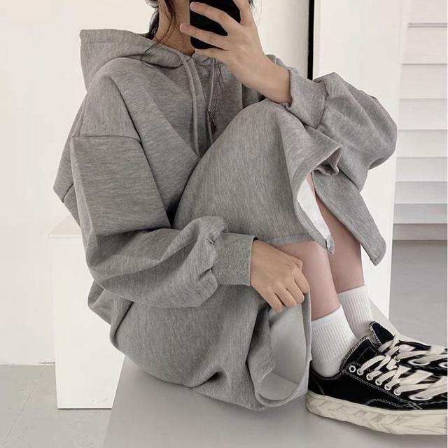 여성 기모 안감 루즈핏 후드 롱원피스 겨울 데일리