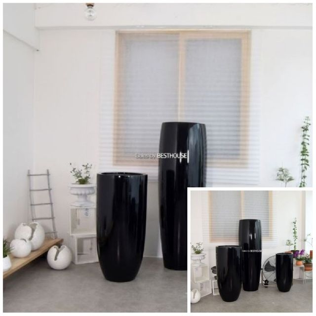 키큰긴원형 50x150cm 유광블랙 FRP화분 대형화분 플라스틱대형화분 FRP