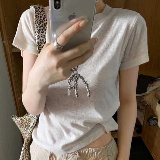 시원한 여름 시스루 라운드넥 티셔츠 편안한핏 무지