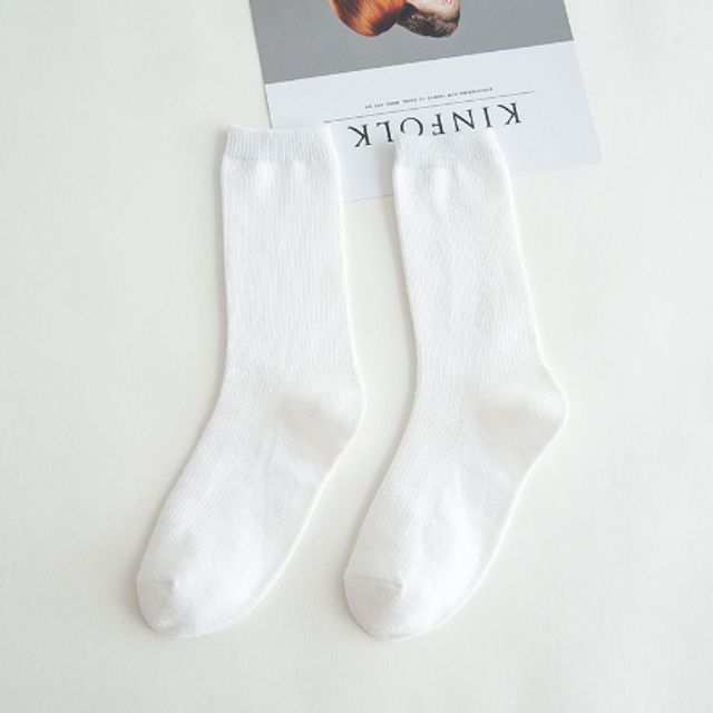 여성 데일리 골지 양말 화이트