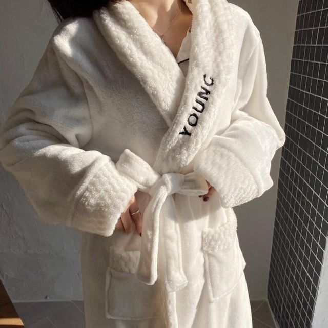 커스텀 로브 남녀공용 무지 샤워가운 목욕가운 호텔 커플 로브 파자마 홈웨어 크림 아이보리