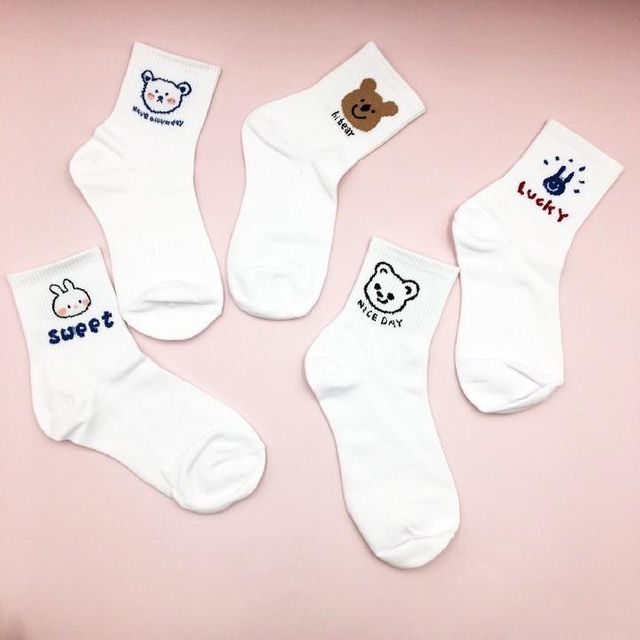 럭키여성중목 켤레세트 종x 여성 중목 양말 패션양말 여성양말 중목양말 캐릭터양말