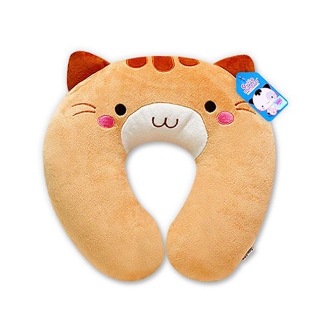 고양이 목쿠션 브라운 침구 목베개 수면 리빙 의자