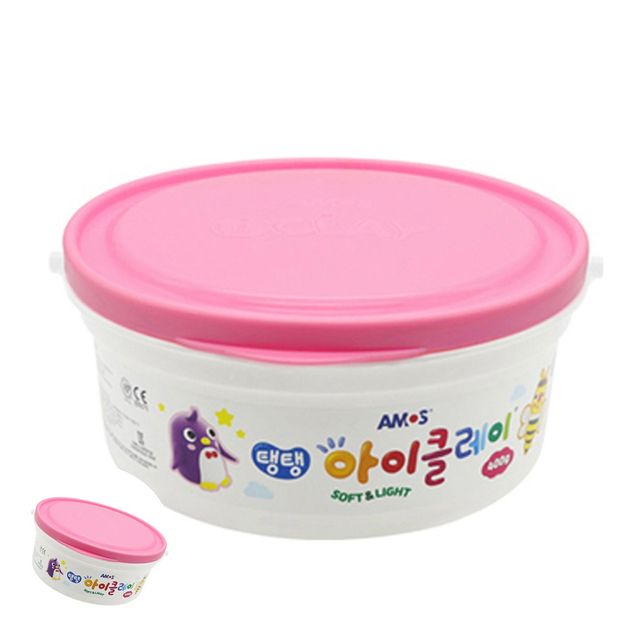 클레이점토 점토공예 탱탱 아이클레이 대용량 버킷 400g 분홍