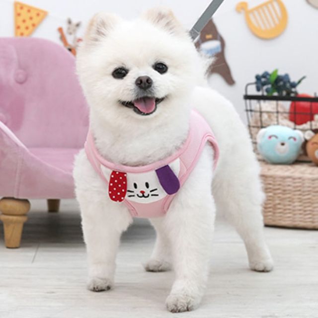 강아지 귀여운 하네스 핑크 1P 산책 가슴줄 외출 소형