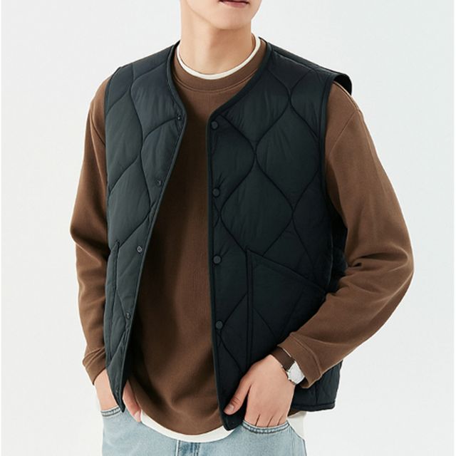 남성 퀄팅 누빔 기모 조끼 블랙 1P 빅사이즈 사무실