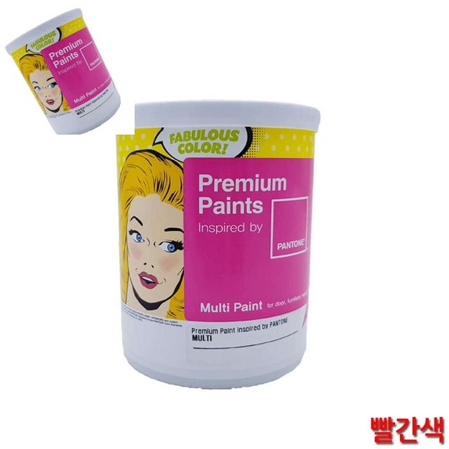 멀티용 무광 수성 페인트 빨간색 1L 4종 택1 수성페인트내부용 내부용수성페인트 실내페인트 실내용페인트