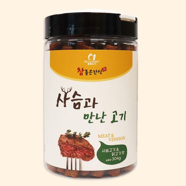 헬로도기 애견간식 사슴과 만난 고기 (사슴고기 닭고기맛) 304g 강아지 간식 반려견간식
