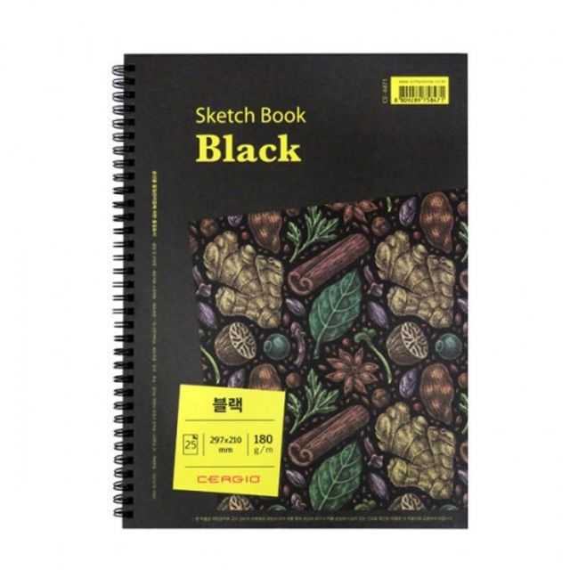 혜명몰 세르지오 블랙 180G 스프링패드 A4 - 개 (1개입) 스케치북A4 아트패드 드로잉패드 미술용스케치북