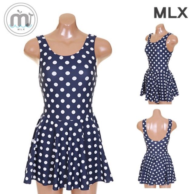 (MLX) 여자 비치웨어 도트무늬 원피스 수영복-DM_358