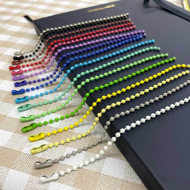 비즈키링 볼체인 군번줄 컬러 12cm 10P - 악세사리 재료 DIY 키홀더