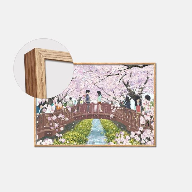 오크 액자 금빛 빛나는 연못 퍼즐 직소퍼즐 애니 우드 목재