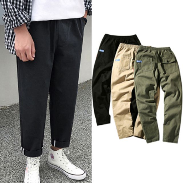 남성 면바지 롤업 캐주얼 배기 크롭 팬츠