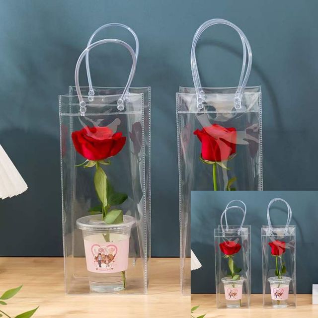 샴페인 와인 칠링백 35cm 플라워백 투명쇼핑가방